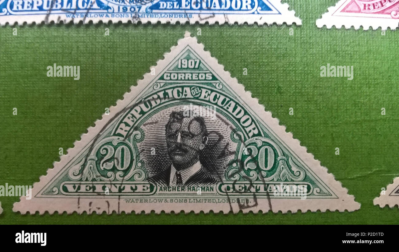 . Español: Estampilla ecuatoriana de 20 Centavos en Ehre aArcher Harman en la Serie de estampillas del Ferrocarril de Quito eine Guayaquil. 1907. 2 August 2016, 10:50:26. Computerwoche del Ecuador 5 Archer Harman Estampilla Stockfoto