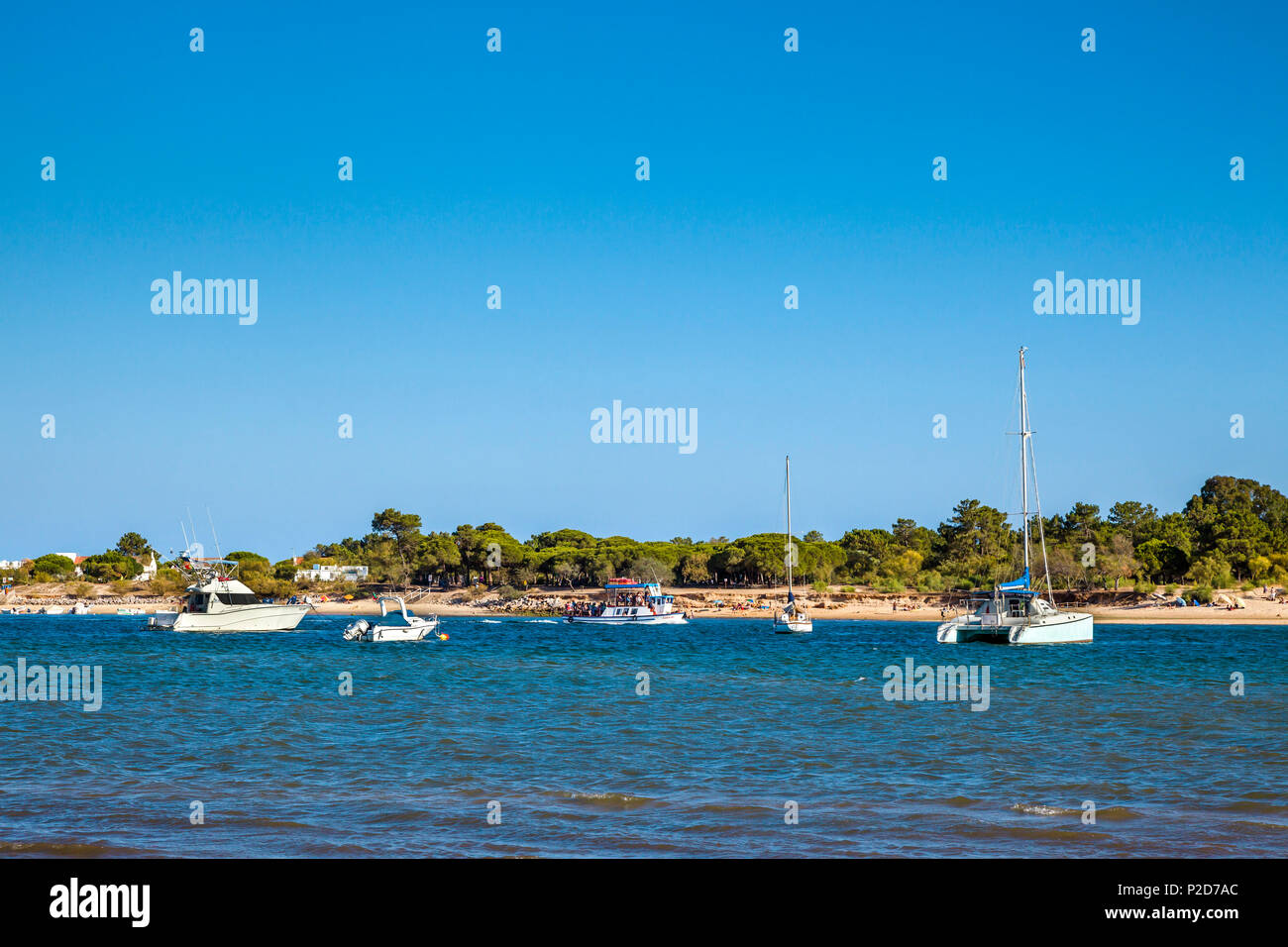 Strand an der Lagune in der Nähe von Tavira, Algarve, Portugal Stockfoto