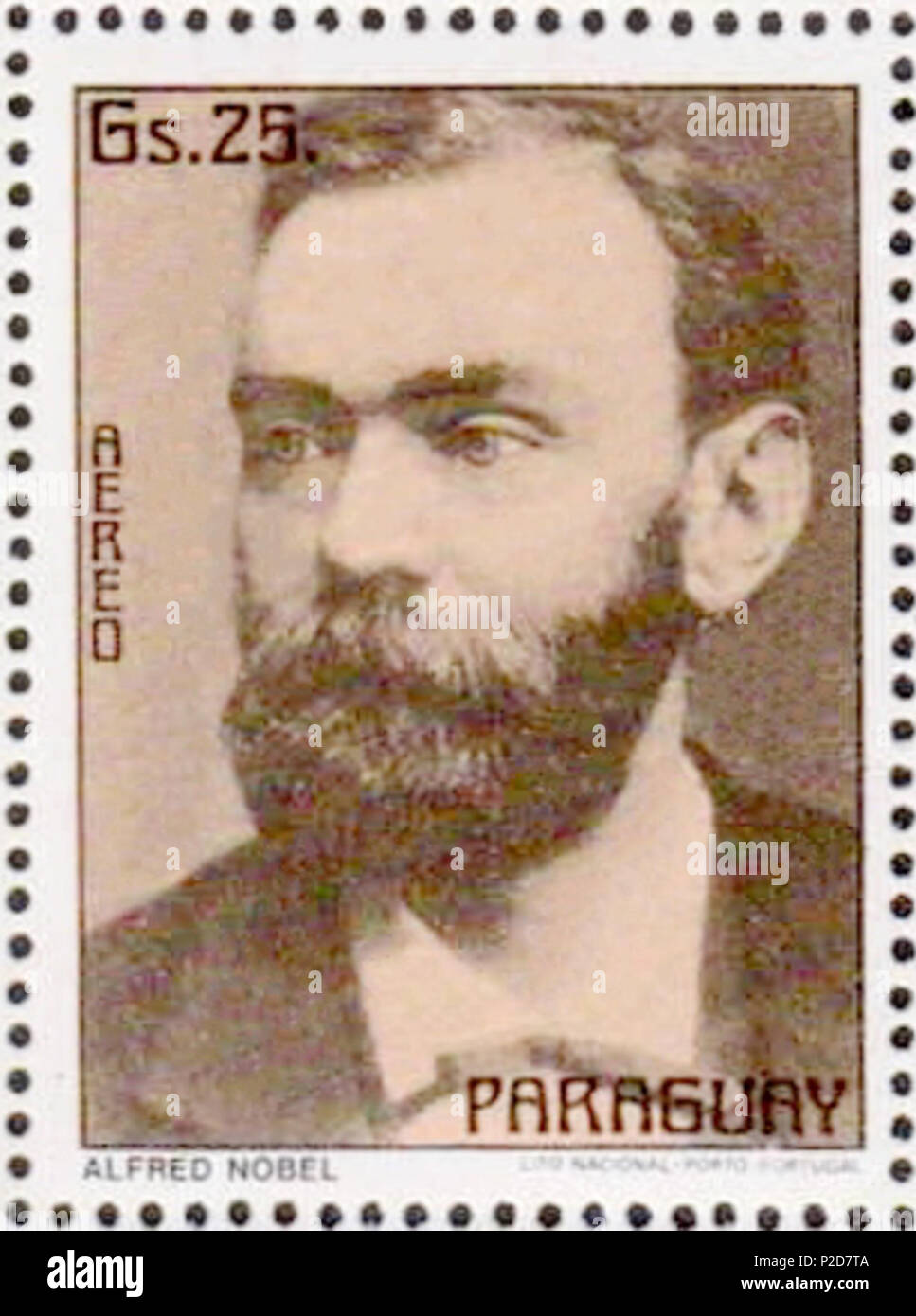 . Alred Nobel aus Paraguay Sonderblock abgeschnitten. 1978. Unbekannt 3 Alred Nobel Paraguay Stempel Stockfoto