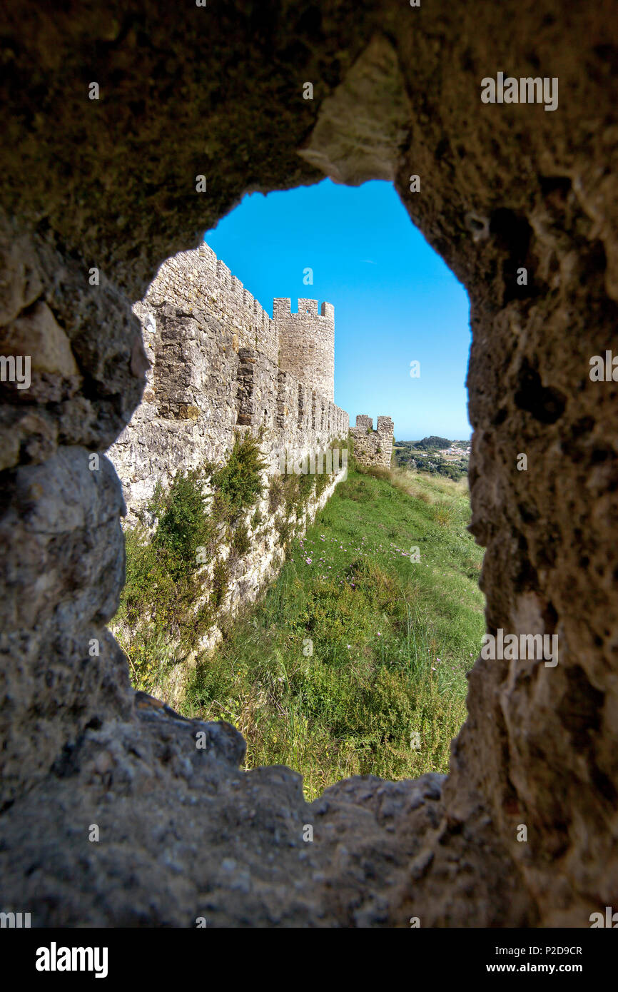 Blick von der Burg, Santiago do Cacem, Costa Vicentina, Alentejo, Portugal Stockfoto