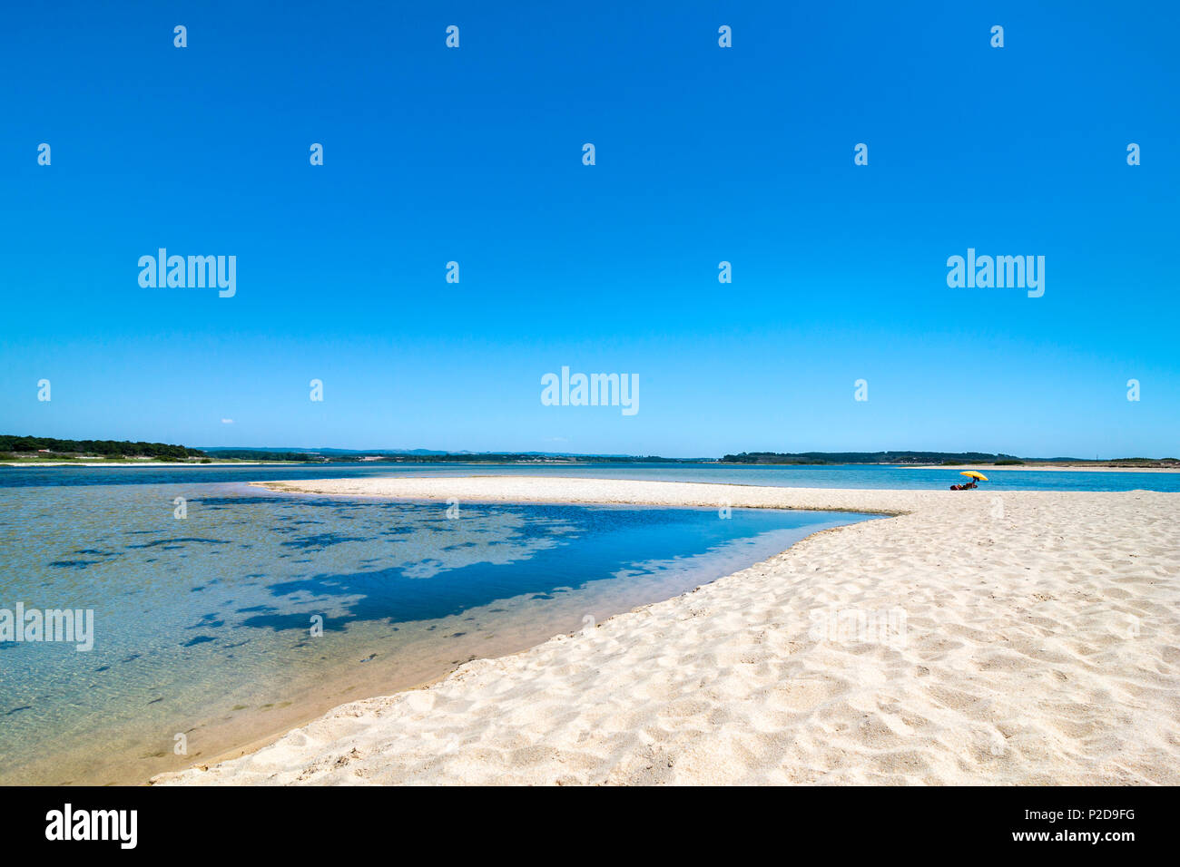 Strand an der Lagune, Praia de Santo Andre, Santiago do Cacem, Costa Vicentina, Alentejo, Portugal Stockfoto