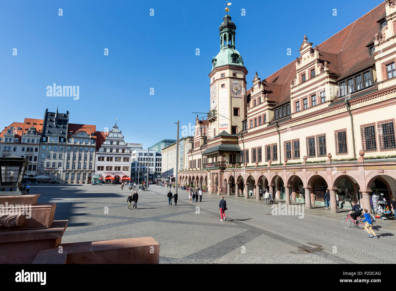 Marktplatz mit altem Rathaus, Hieronymus Lotter, Leipzig, Sachsen, Deutschland, Europa Stockfoto