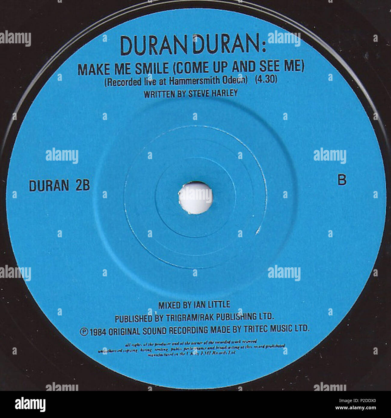 . Englisch: Make Me Smile (und Mich)" von Duran Duran; B-Seite Label "Der Reflex 'UK Vinyl Version. 1984. EMI Records Inc. 32 Make Me Smile (Come Up und Mich sehen) von Duran Duran B-Seite UK vinyl Stockfoto