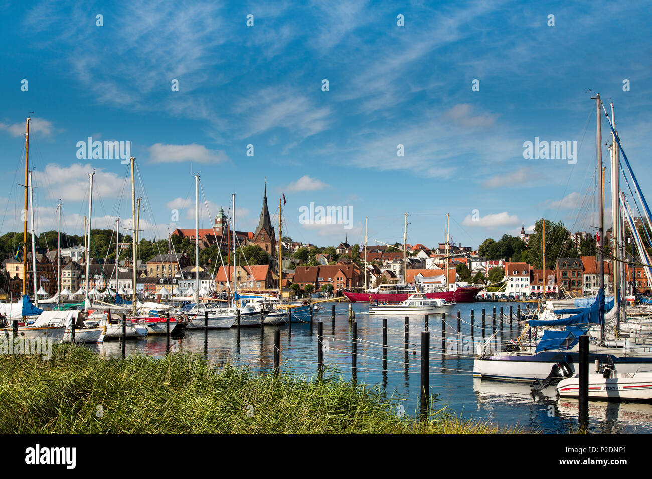 Blick auf die Altstadt, Flensburg, Ostsee, Schleswig-Holstein, Deutschland Stockfoto