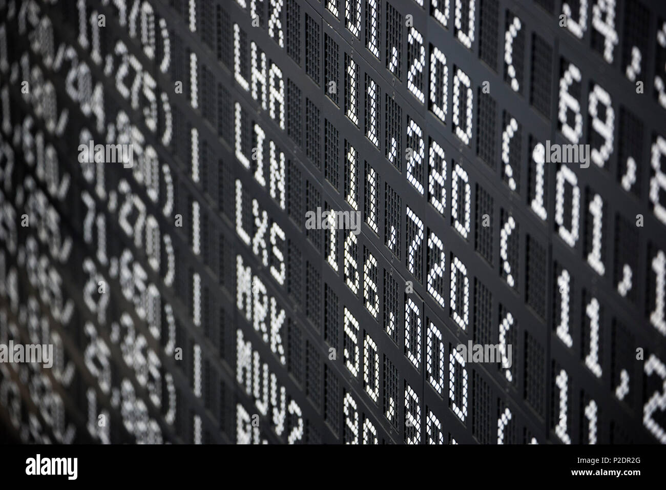 Der Wert der Anzeige über dem Handelssaal der Deutschen Börse, Frankfurt am Main, Hessen, Deutschland, Europa Stockfoto