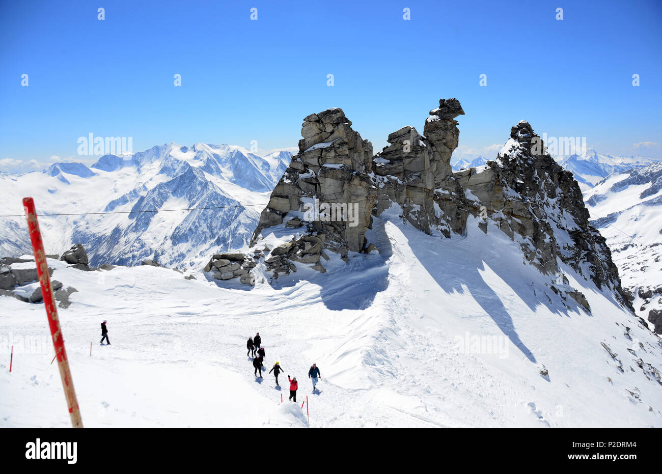 Skigebiet am Hintertuxer Gletscher Tuxertal, Tirol, Österreich Stockfoto