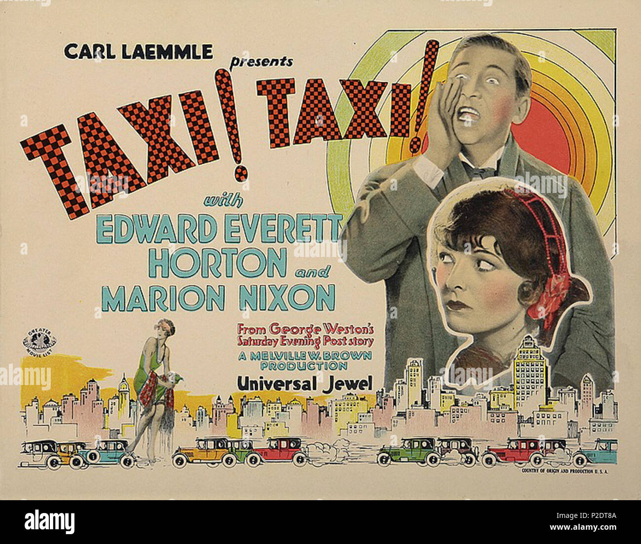 . Englisch: card Lobby für die amerikanische Comedy Film Taxi! Taxi! (1927). 1927. Universal Pictures 61 Taxi! Taxi! (1927) Lobby card Stockfoto
