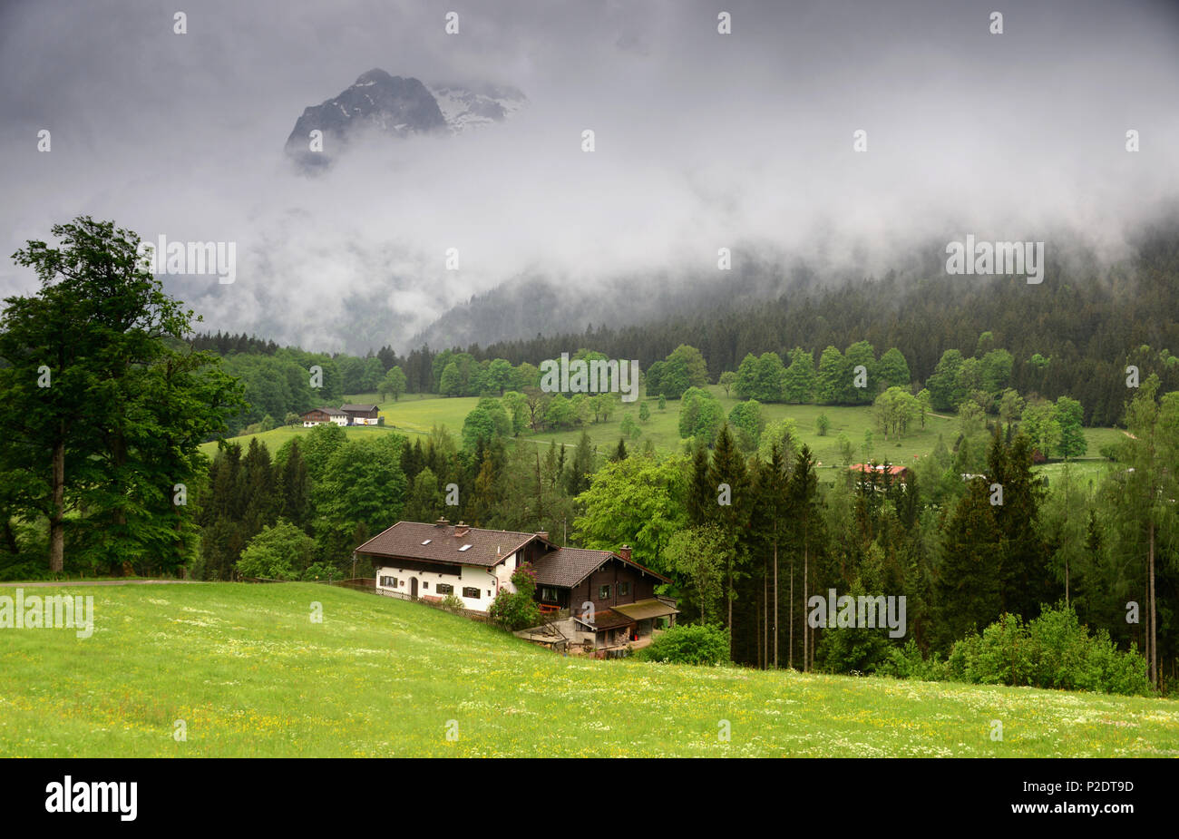Landschaft in der Nähe von Ramsau, Berchtesgaden, Oberbayern, Bayern, Deutschland Stockfoto