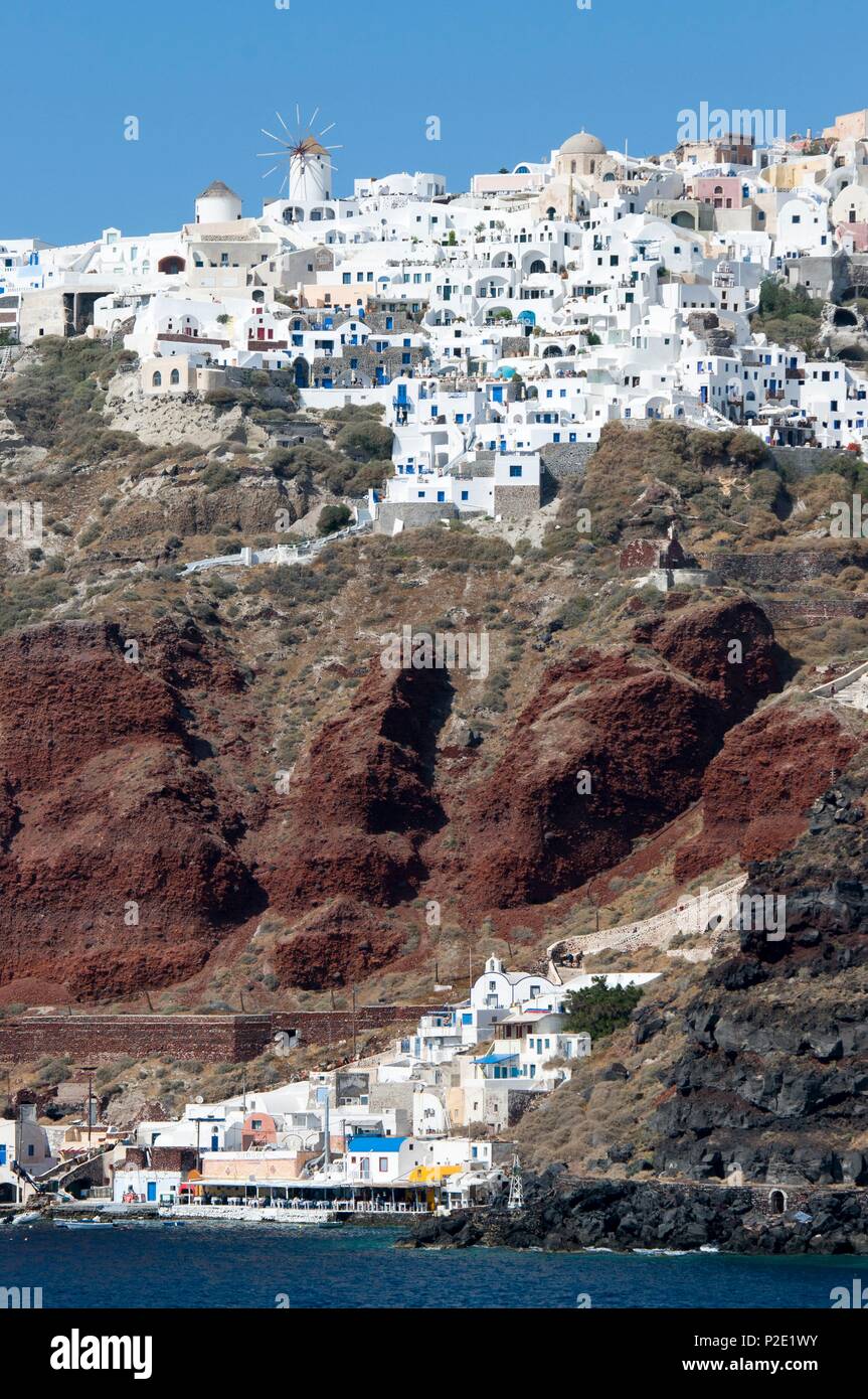 Griechenland, Kykladen, Santorini, Oia, die Caldera Stockfoto