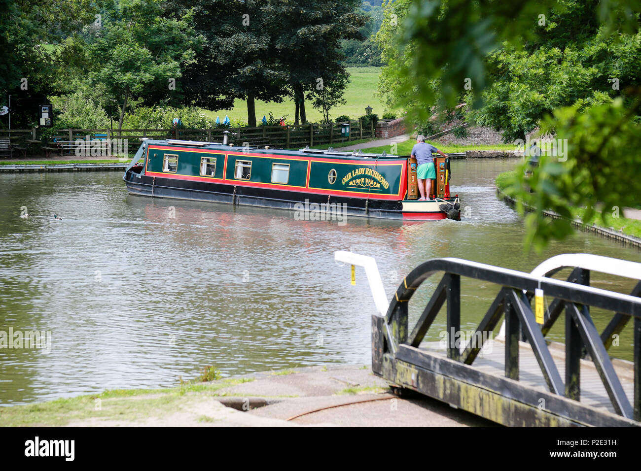 Kanal Boote bei Foxton Locks cana Becken Stockfoto