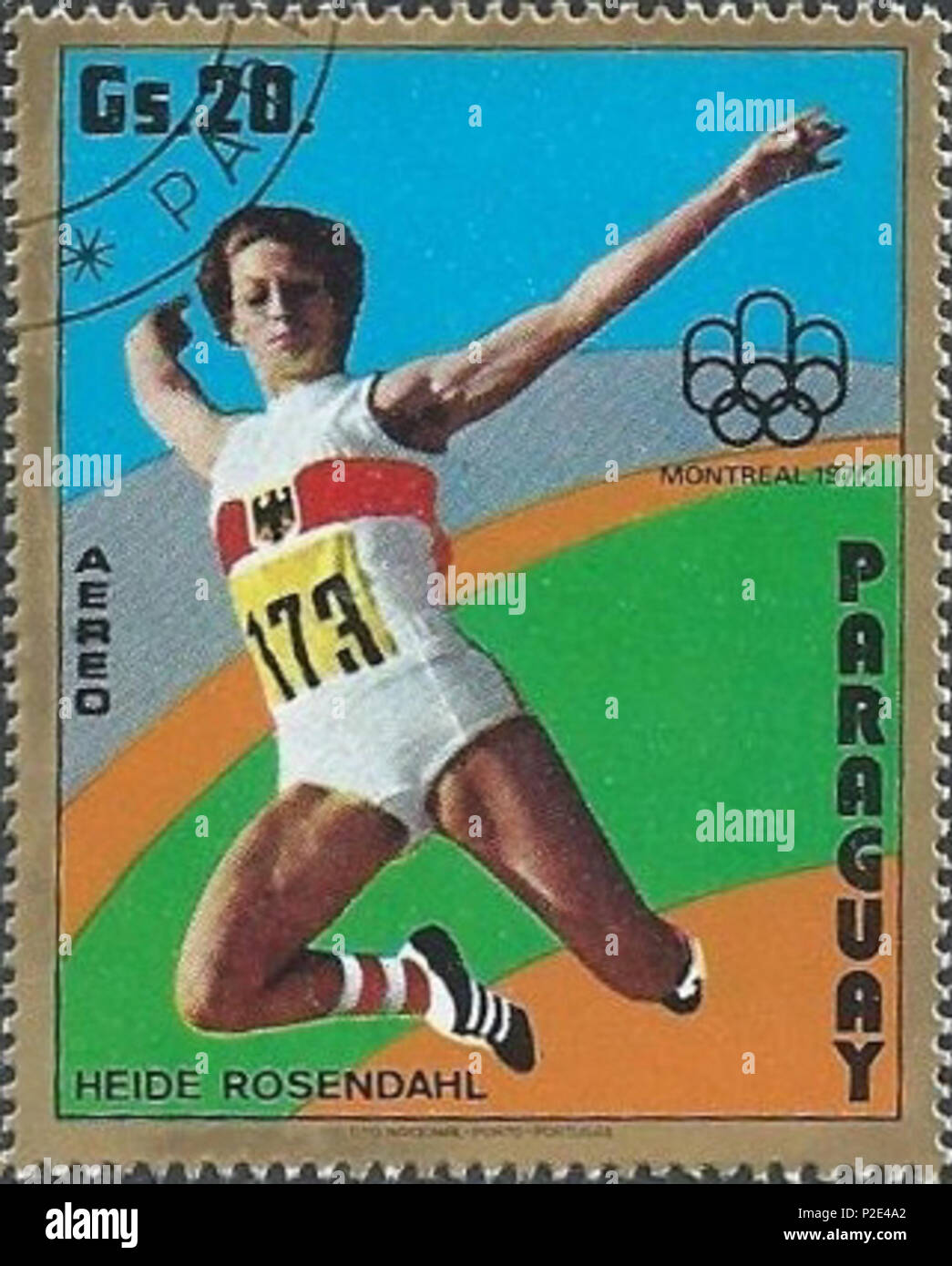 . Heide Rosendahl. 1975. Unbekannt 24 Heide Rosendahl 1975 Paraguay Stempel Stockfoto