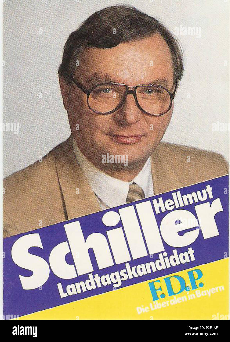 . Englisch: Werbematerial Landtagskanditatur Wahlkreis 215 Freising 14.10.1990 FDP Hellmut Schiller English: Plakat Landtagswahlkampf Bayern 1990 (Hellmut Schiller FDP Wahlkreis Giesing/Harlaching). 1990. Hellmut Schiller 24 HellmutSchiller Stockfoto