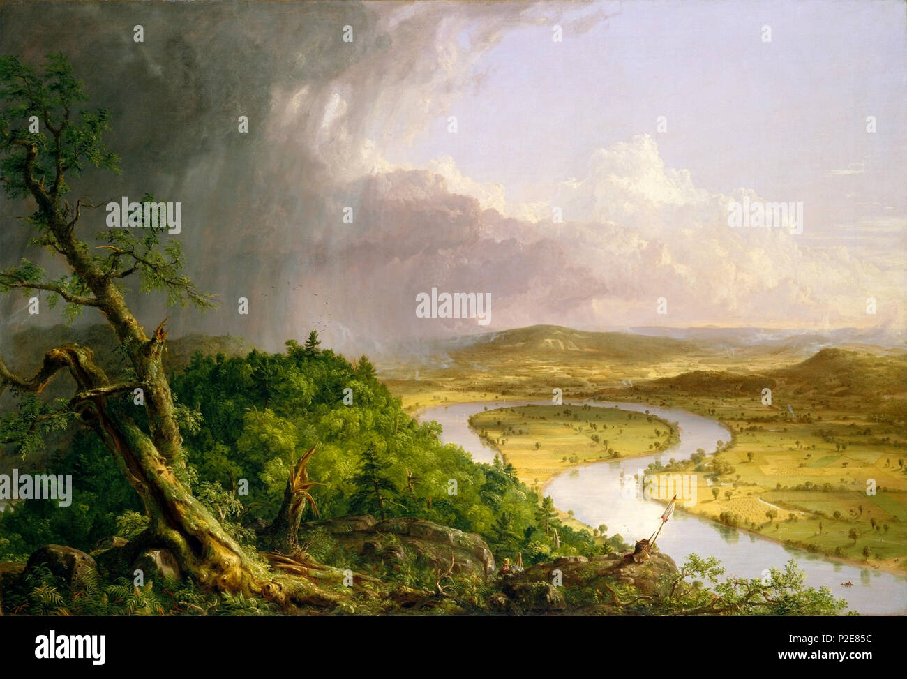 Blick vom Mount Holyoke, Northampton, Massachusetts, nach einem Gewitter, bekannt als das Oxbow (den Connecticut River in der Nähe von Northampton), 1836, von Thomas Cole Stockfoto
