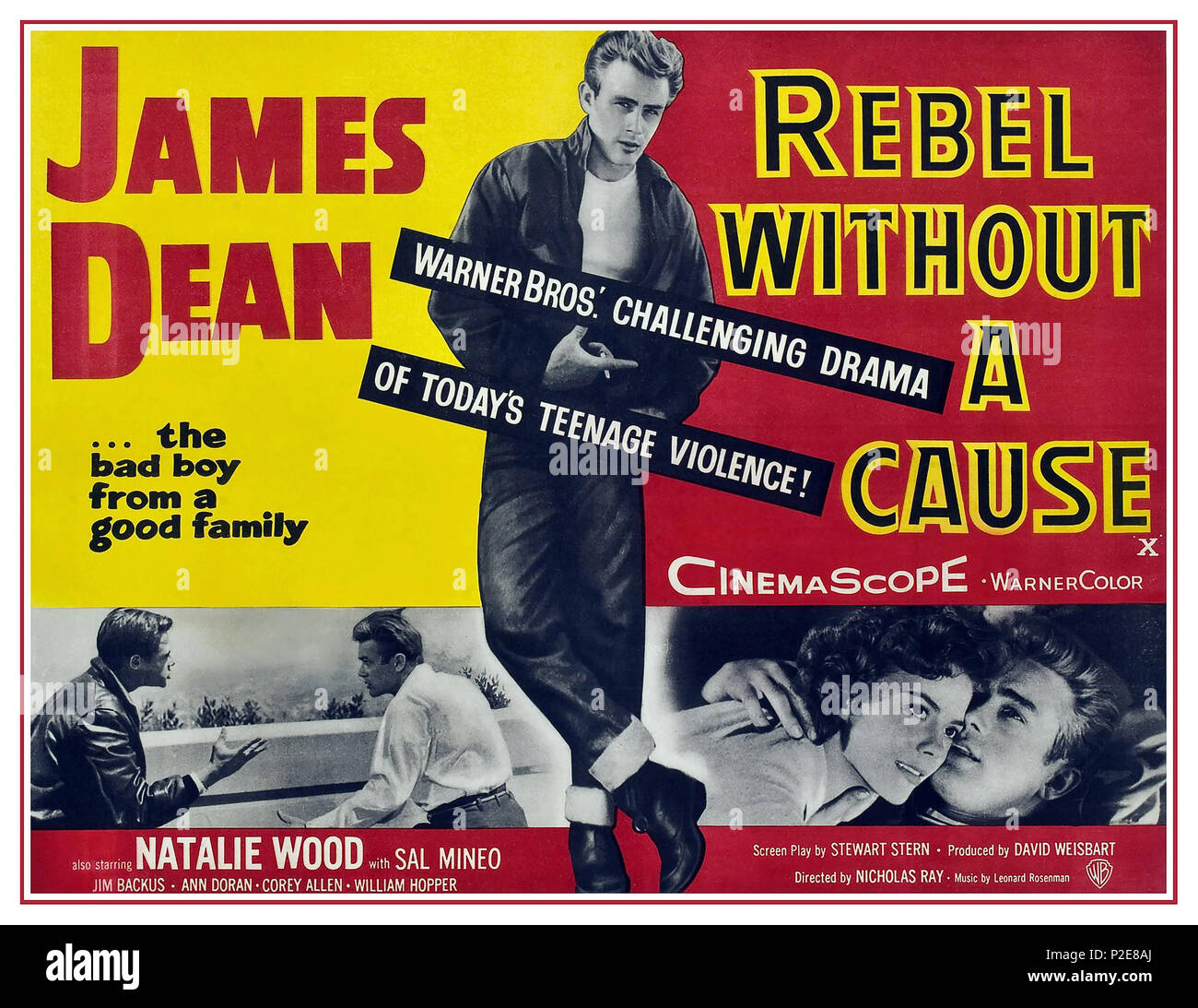 50er Jahre Vintage Movie Film Poster 'Rebel Without a Cause' (1955) mit James Dean Natalie Wood Sal Mineo... (Alternatives Bild mit hoher Auflösung 2J8TF) Stockfoto