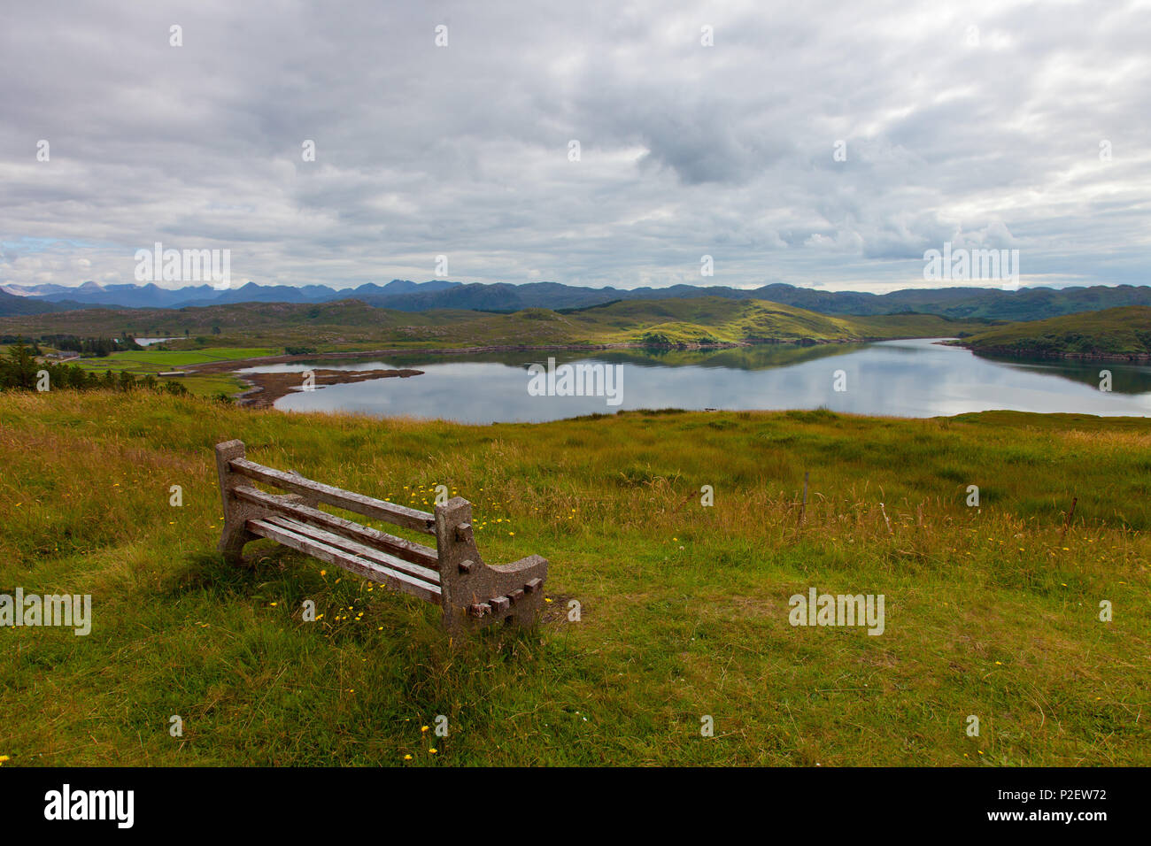 Loch Thurnaig, Loch Ewe, Berge, Bank, Aussicht, Reflexion, Schottland Stockfoto