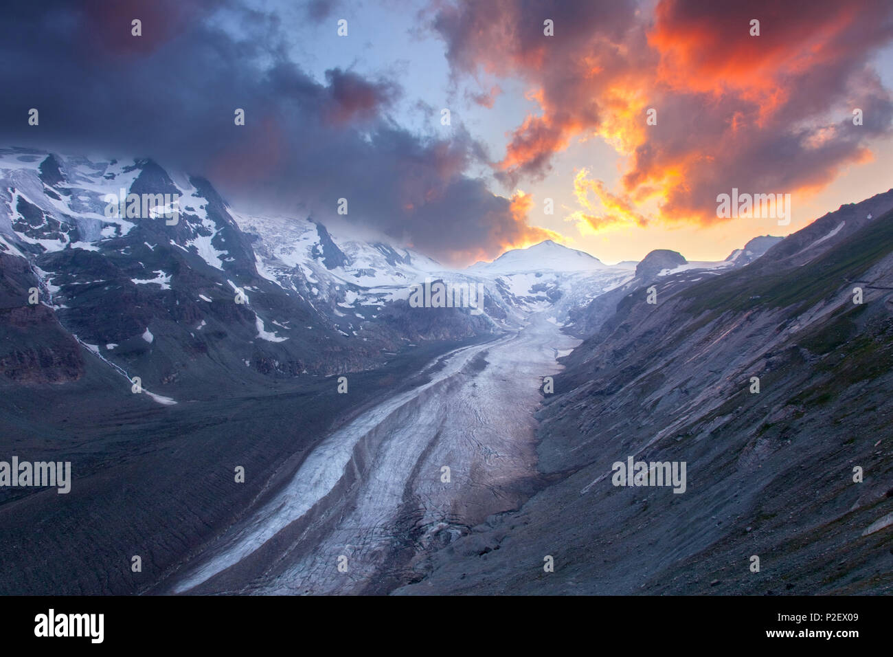 Gletscher, Sonnenuntergang, Großglockner, Hohe Tauern, Alpen, Oesterreich Stockfoto