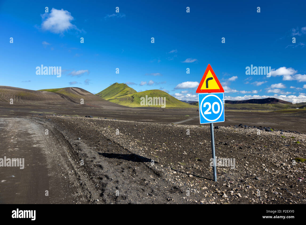 Straße, Kurven, Lowlands, Highlands, Island, Europa Stockfoto