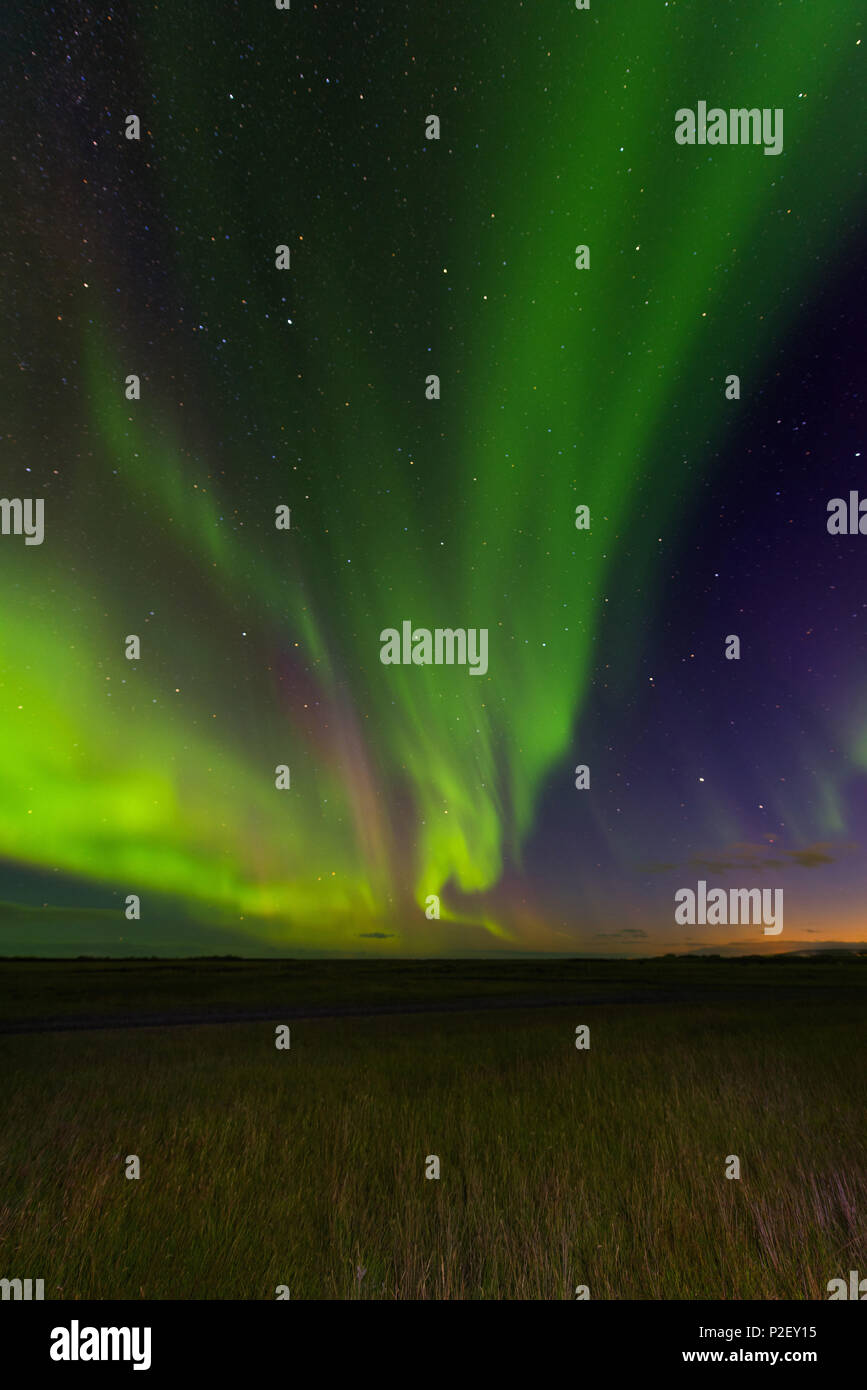 Aurora Borealis, Northern Lights, Nacht, Himmel, Sterne, Island, Europa Stockfoto