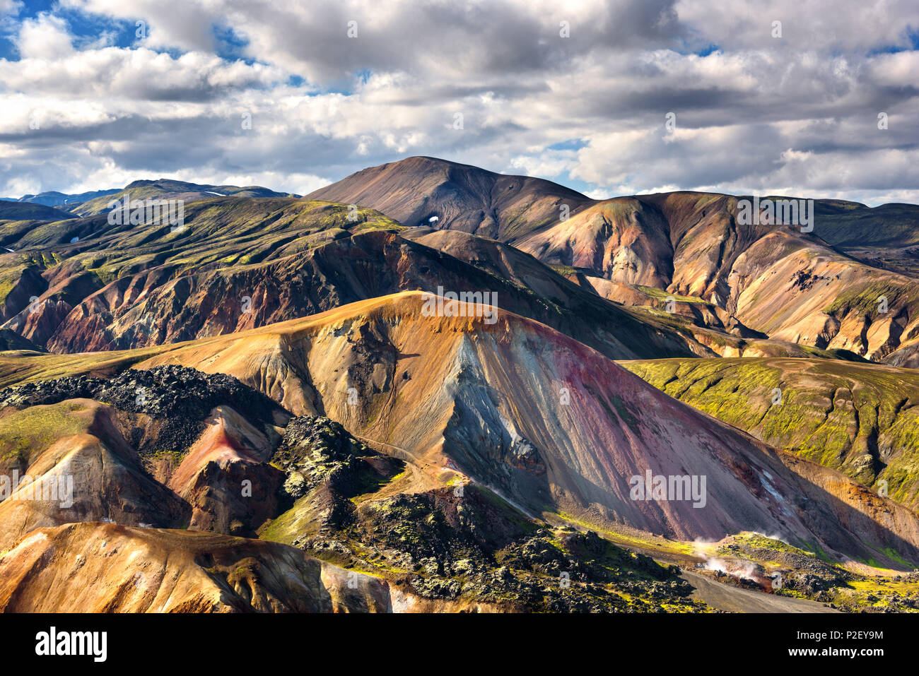 Der brennisteinsalda, Landmannalaugar, Berge, Hochebenen, Aussicht, Island, Europa Stockfoto