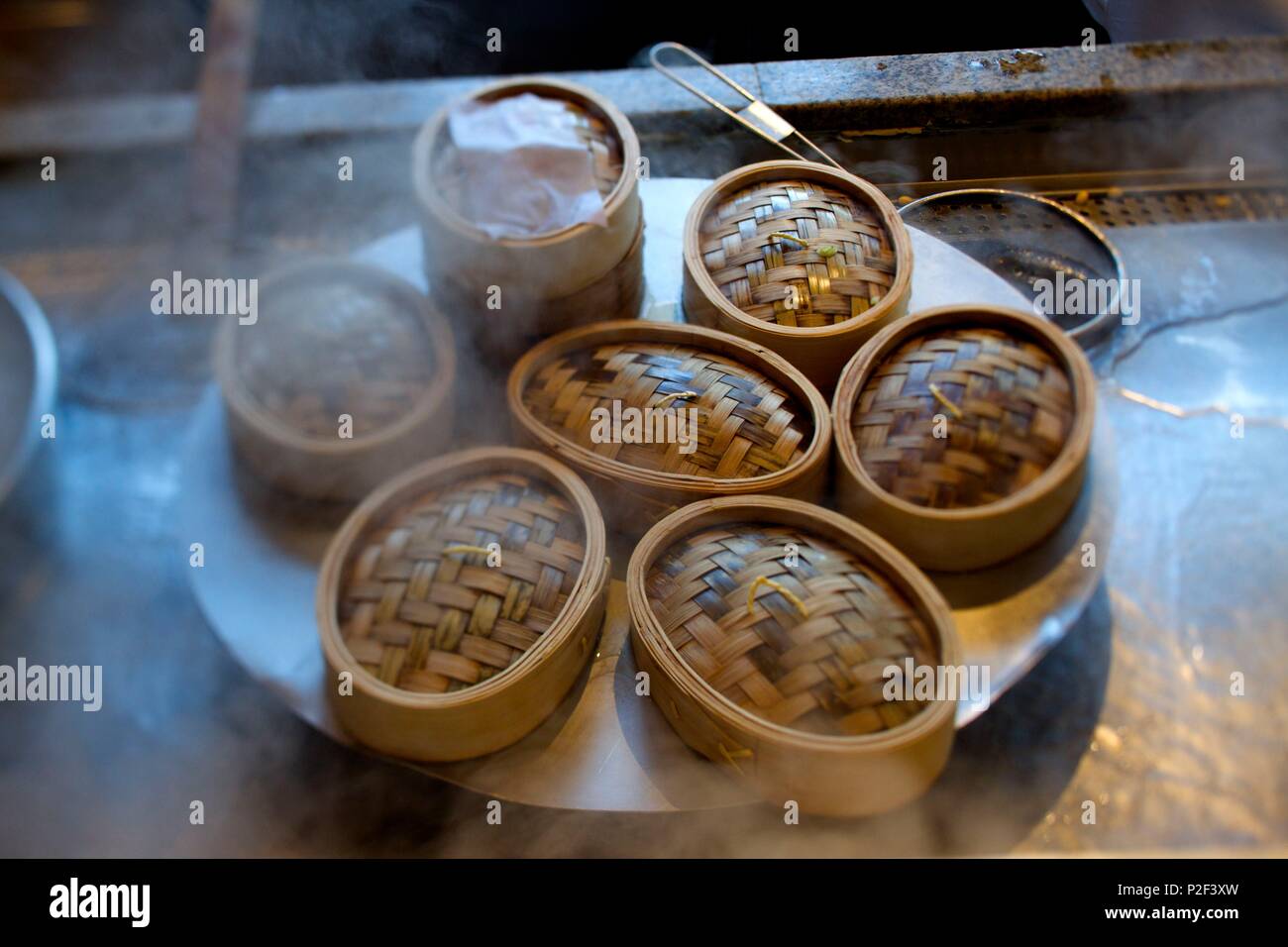 China, Peking, kochen Dim Sum Dampf Ravioli Stockfoto