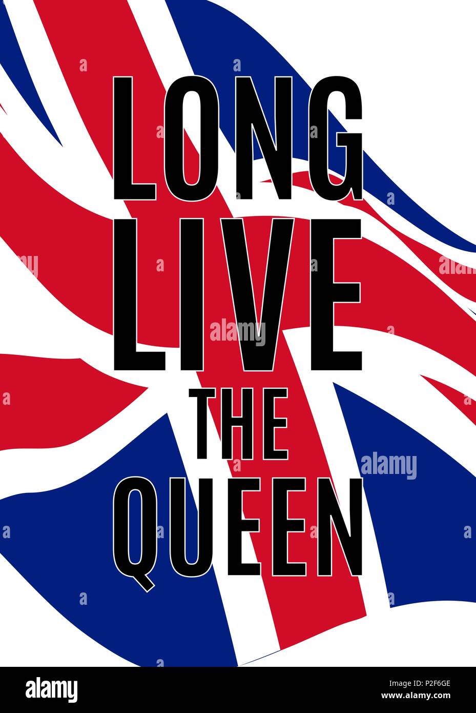 Royal grüße Plakat mit winkenden Großbritannien Flagge. Lang lebe die Königin text Stock Vektor