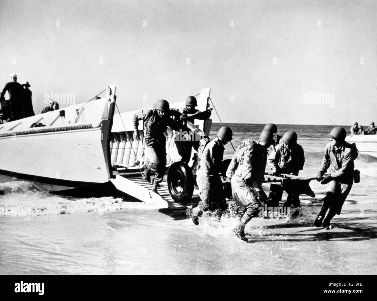 Im zweiten Weltkrieg. Wester Front: Normandie Invasion. Marines Landung in der Normandie Invasion 1945, 6. Juni 1944. Stockfoto