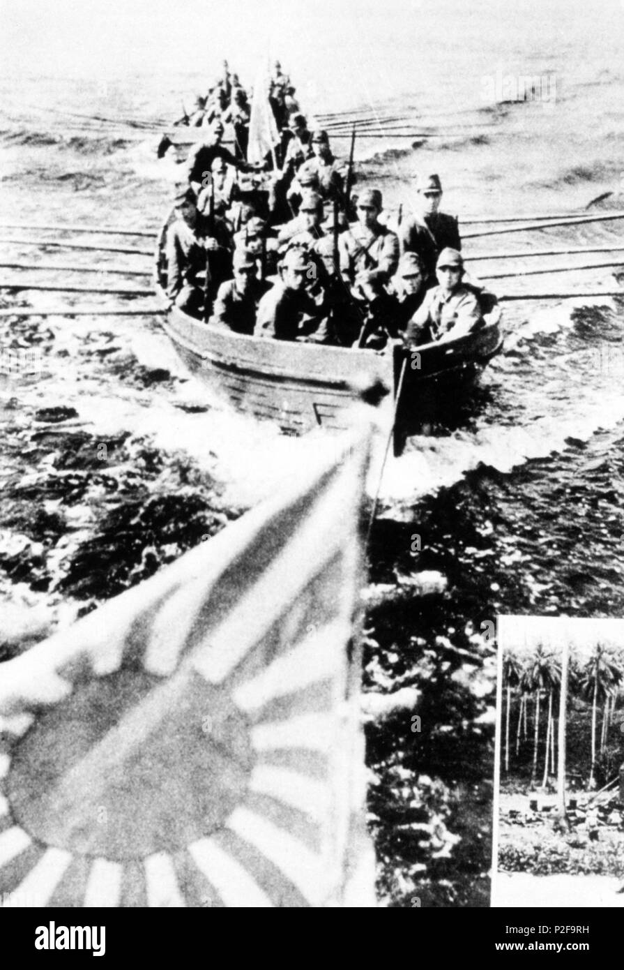 Zweiten Weltkrieg. Japanische Truppen an Land für die Invasion von Malaya übergesetzt. Stockfoto