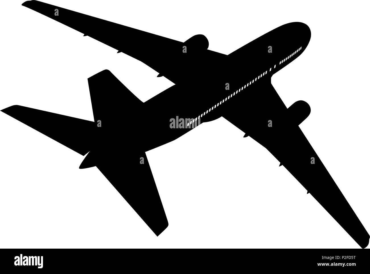 Flugzeug Silhouette auf weißem Hintergrund. Vector Illustration. Stock Vektor