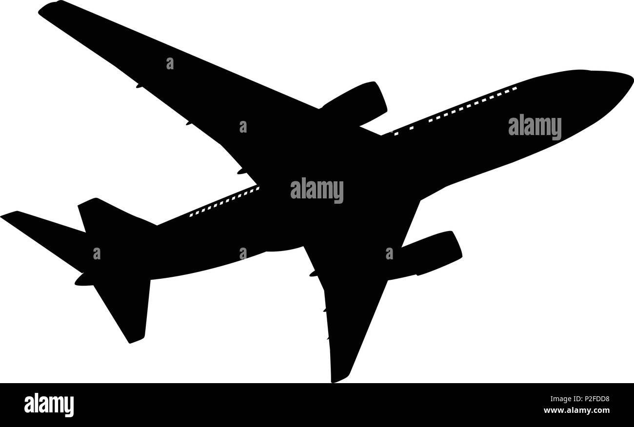 Flugzeug Silhouette auf weißem Hintergrund. Vector Illustration. Stock Vektor