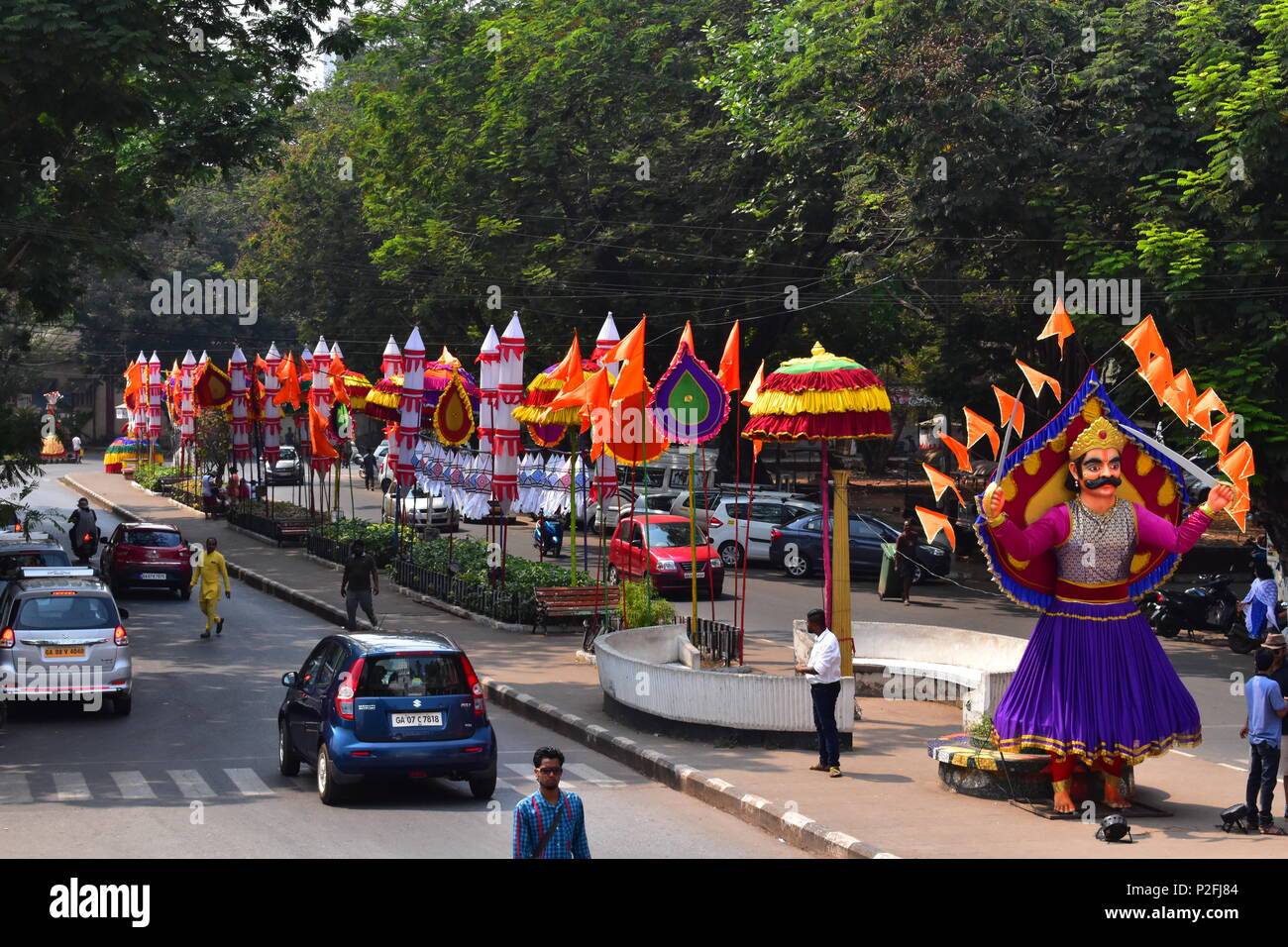 Stadt Panjim während des Shigmo Festival eingerichtet. Stockfoto