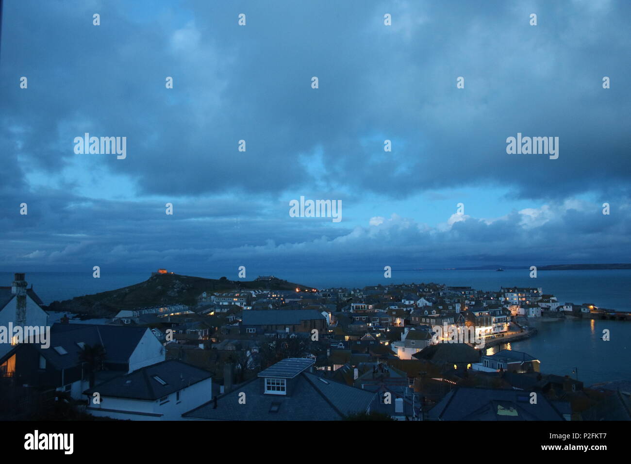 St Ives, Cornwall, South West England, Vereinigtes Königreich. Im späten Winter Abend. Stockfoto