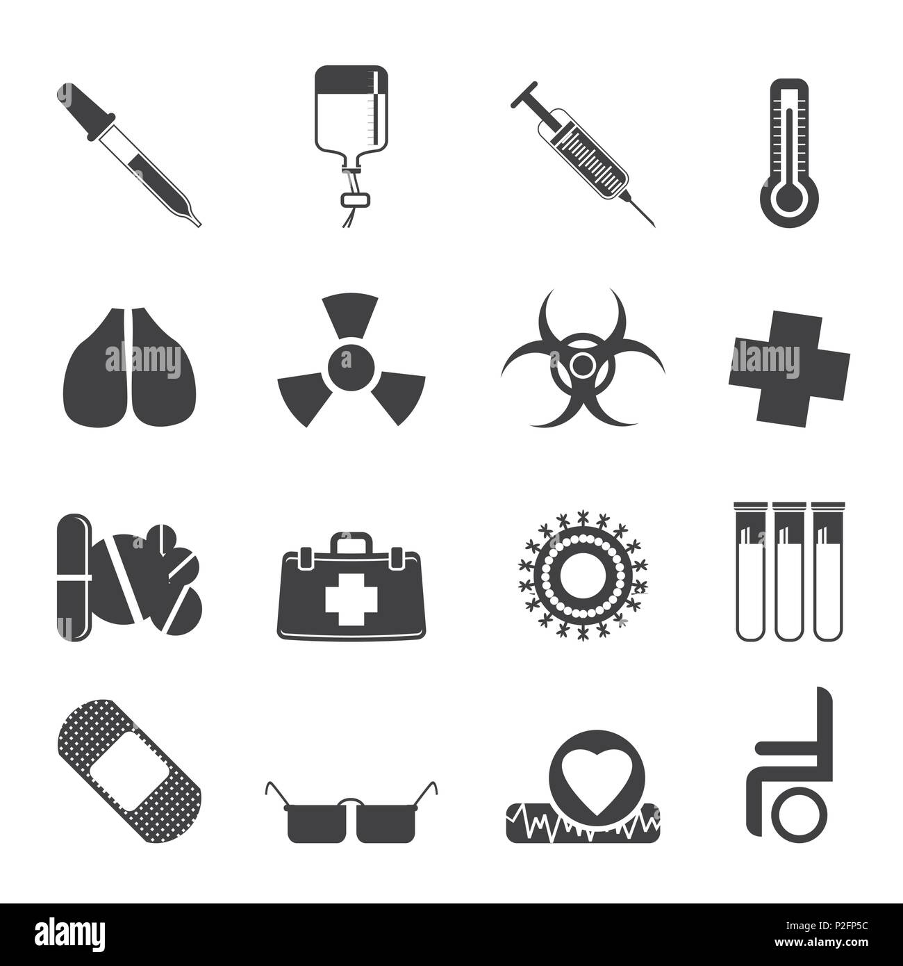 Silhouette Sammlung von medizinischen themed Symbole und Warnung - Zeichen - Vektor Icon Set Stock Vektor