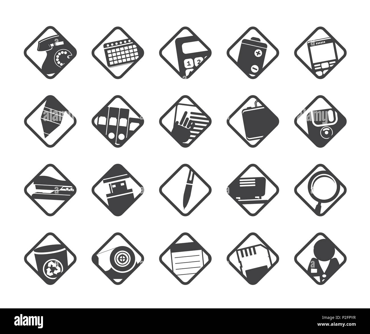 Silhouette Office Tools icons-Vektor Icon Set 3 Stock Vektor