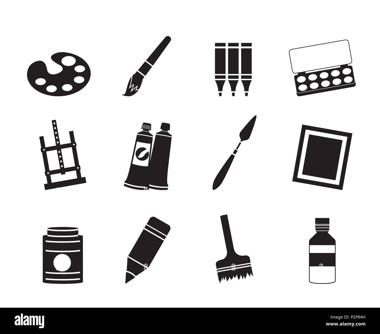 Silhouette Maler, Zeichnung und Malerei Symbole - Vektor Icon Set Stock ...