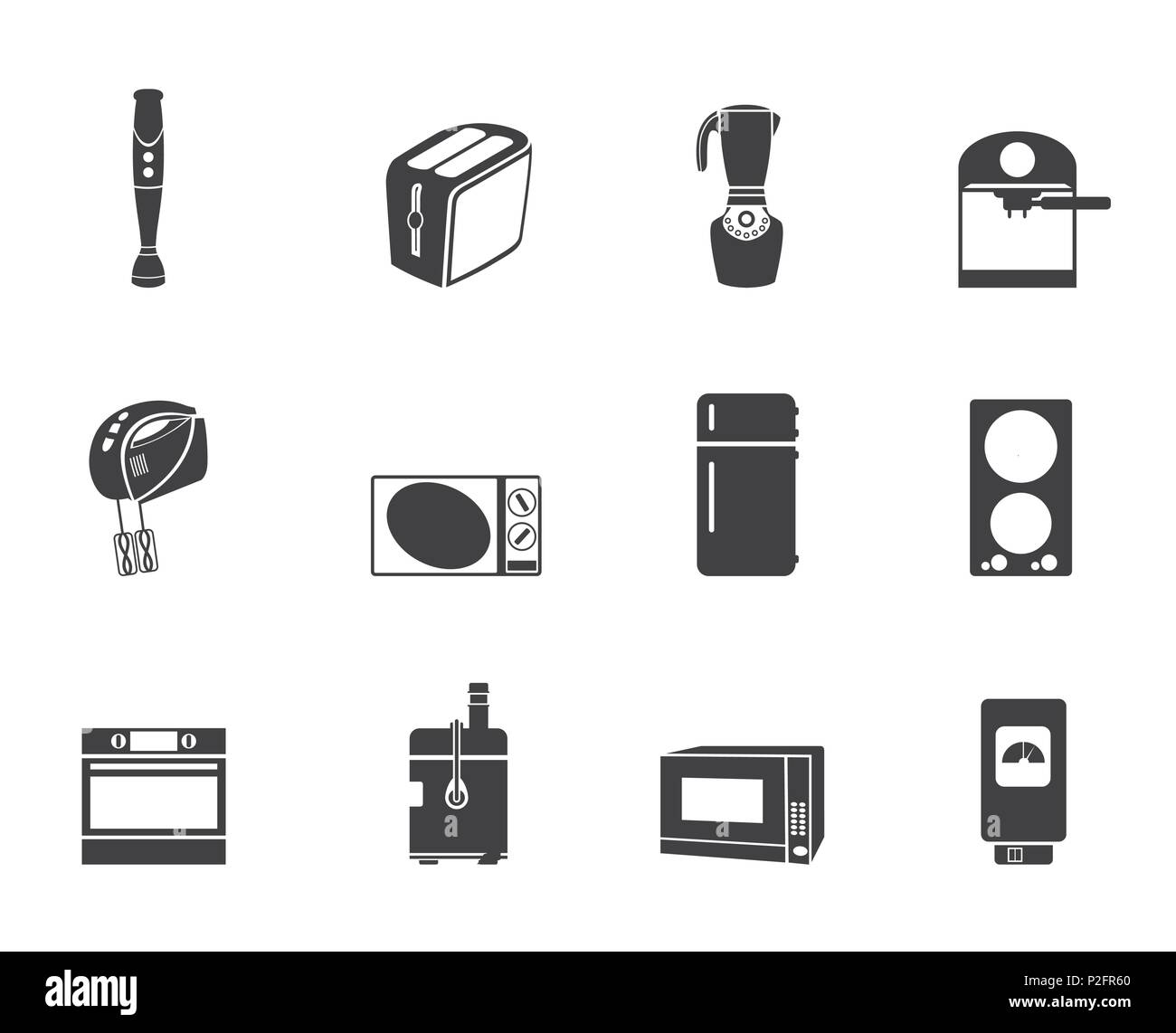 Silhouette Küche und Home Ausrüstung Symbole - Vektor Icon Set Stock Vektor