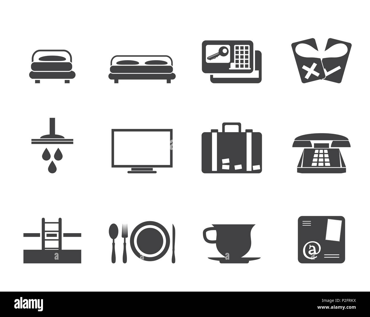 Silhouette Hotel und Motel Symbole - Vektor Icon Set Stock Vektor