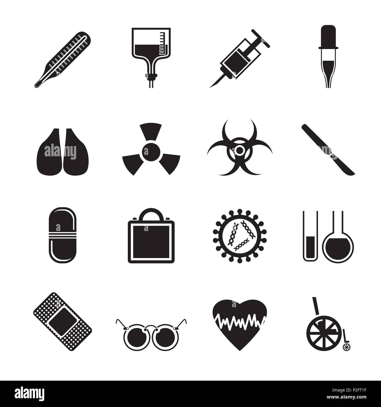 Silhouette Sammlung von medizinischen themed Symbole und Warnung - Zeichen vektor Icon Set Stock Vektor