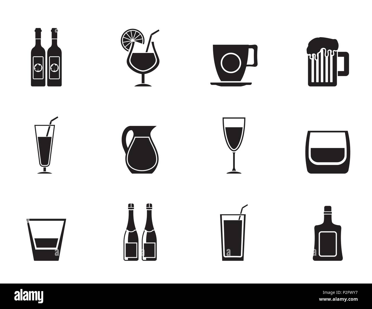 Silhouette der anderen Art trinken Symbole - Vektor Icon Set Stock Vektor