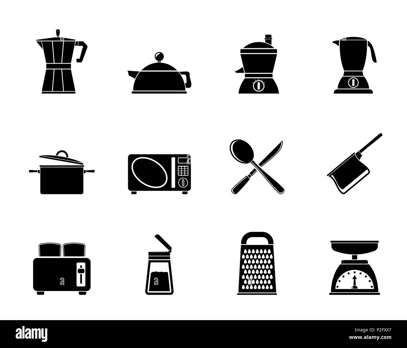 Silhouette Küche und Hausrat icon-Vektor Icon Set Stock-Vektorgrafik - Alamy