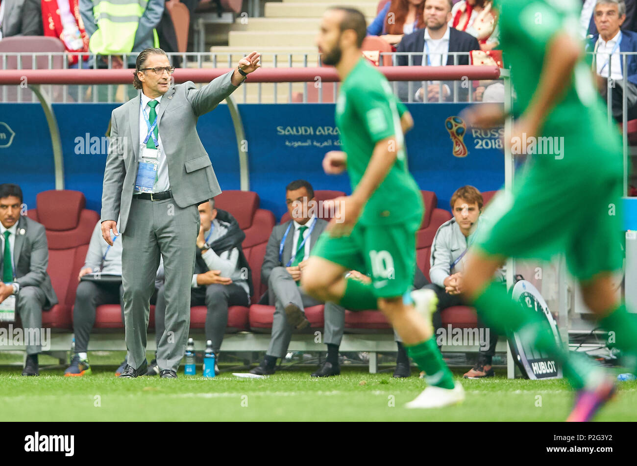 Moskau, Russland, Saudi Arabien, Fußball, Moskau, 14. Juni 2018 Juan Antonio Pizzi (ESP), Trainer, Saudi Arabien, Russland - Saudi-arabien 5-0 FIFA WM 2018 Russland Eröffnungsspiel, Saison 2018/2019, 14. Juni 2018 Luzhniki Stadion in Moskau, Russland. © Peter Schatz/Alamy leben Nachrichten Stockfoto