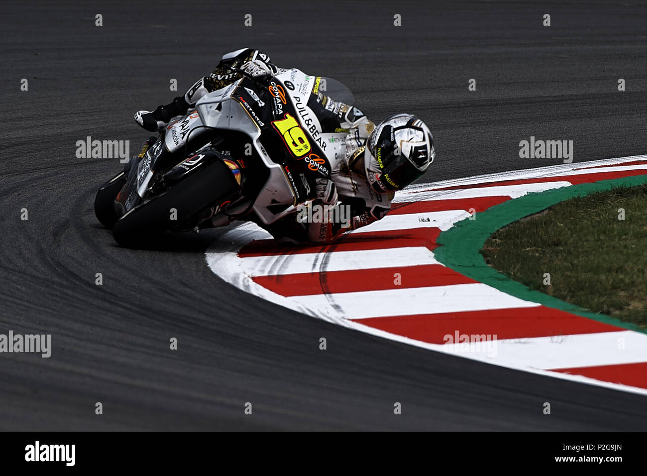 Montmelo, Spanien. 15 Jun, 2018. Alvaro Bautista (19) von Spanien und Angel Nieto Team Ducati im freien Training des Gran Premi Monster Energy de Catalunya, Circuit de Catalunya, Montmelo, Spanien. Am 15. Juni 2018. Credit: CORDON PRESSE/Alamy leben Nachrichten Stockfoto