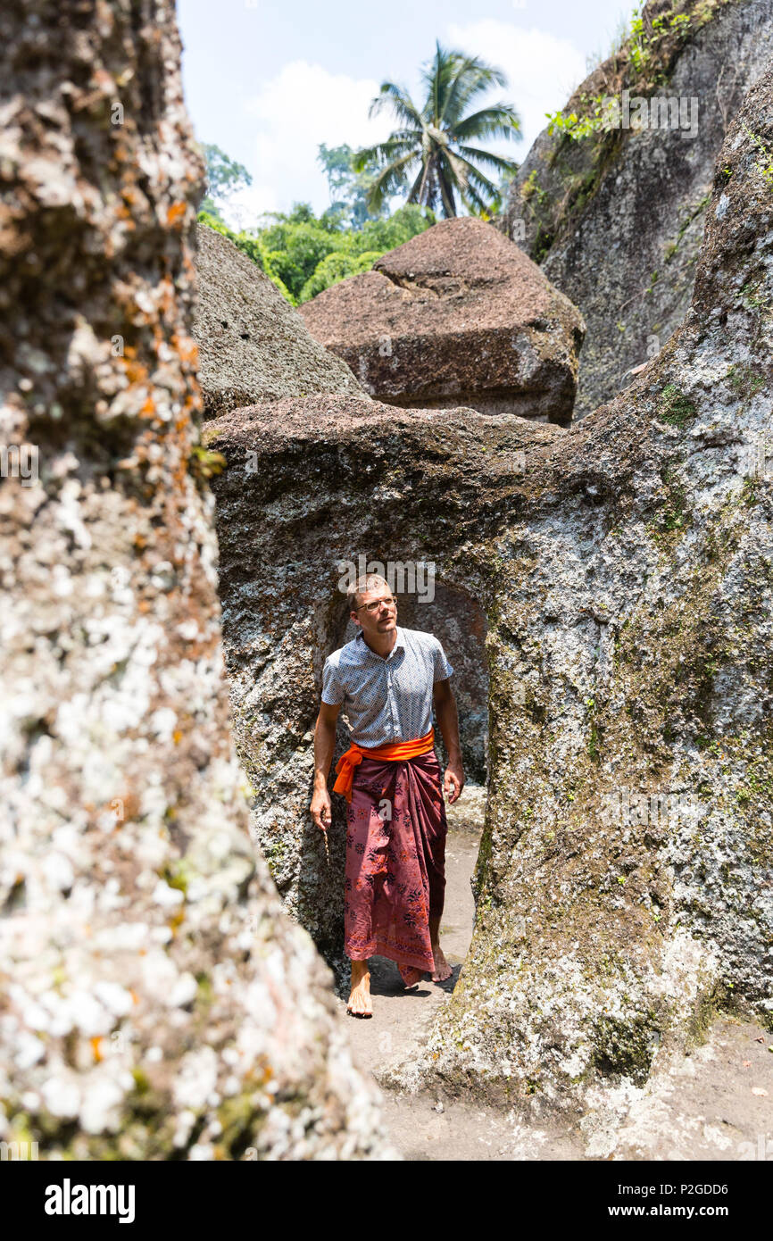 Mann besuchen, Pura Gunung Kawi Tampaksiring, Ubud, Bali, Indonesien Stockfoto