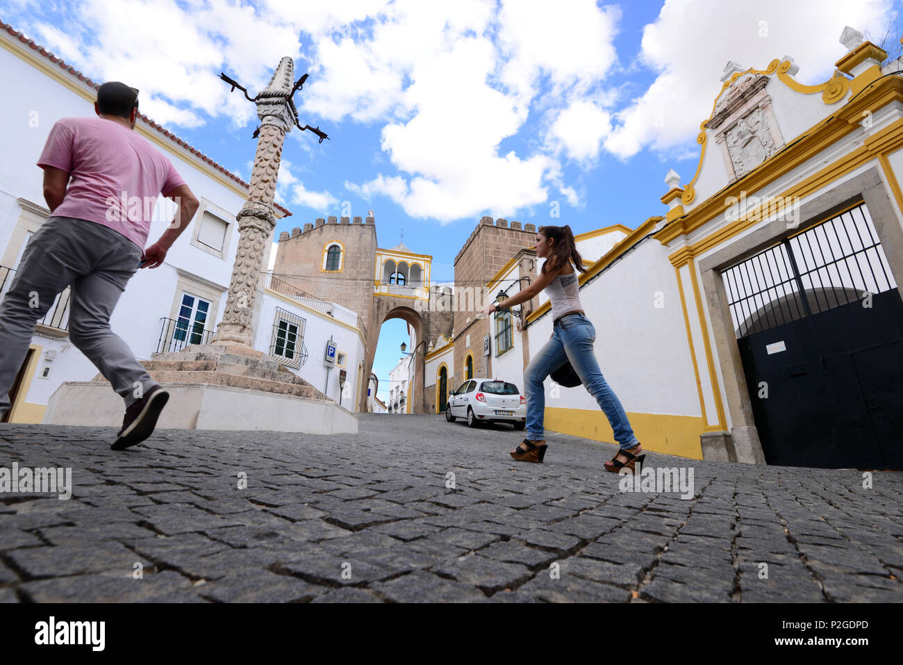 City Gate im historischen Zentrum, Se von Elvas, Alentejo, Portugal Stockfoto