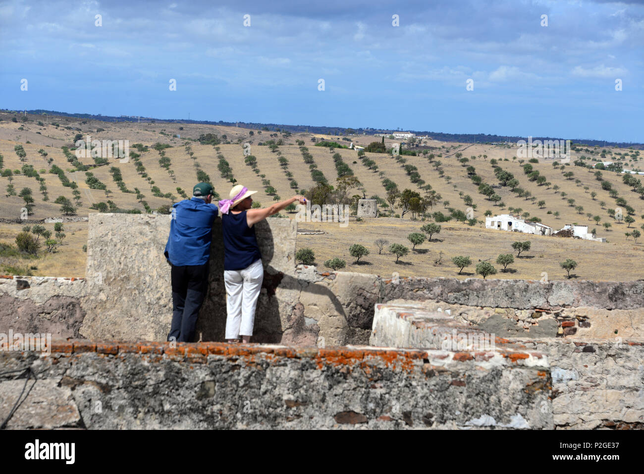 Blick vom Castelo in Castro Marim am Rio Guadiana, Algarve, Portugal Stockfoto