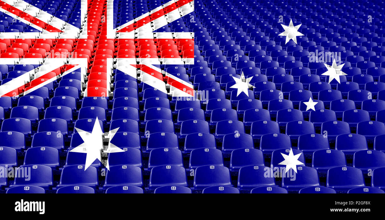 Australien Flagge Stadion Sitze Stockfoto