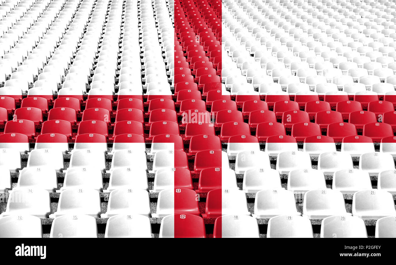 England Flagge Stadion Sitze Stockfoto