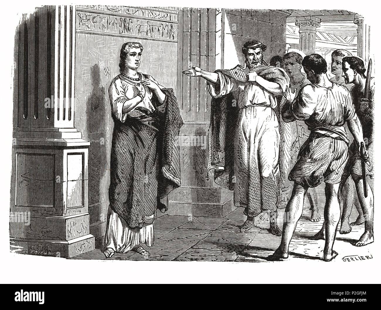Agripina la Menor (16-59). Madre de Nerón, Al que entronizó. Éste consideró demasiado Pesada su tutela y la hizo Asesinar. Grabado de 1866. Stockfoto