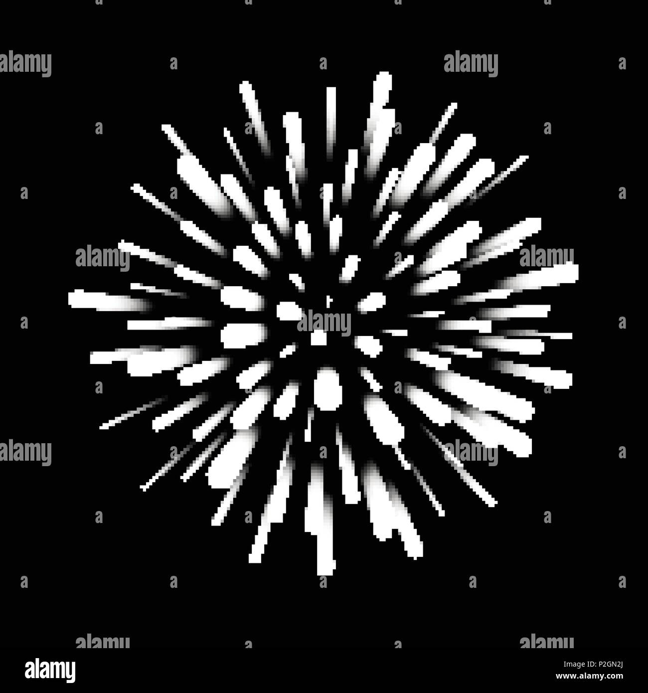 Feuerwerk. Neues Jahr feier. Festliche nacht Dekoration, Design Element. Vektor isoliert Abbildung auf schwarzen Hintergrund. Tag der Unabhängigkeit Stock Vektor