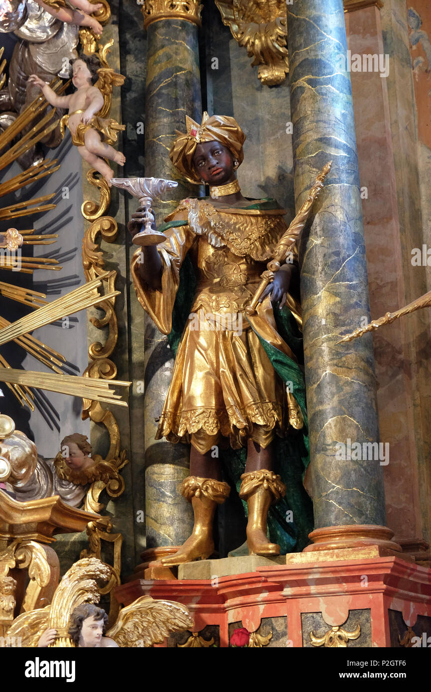 Biblische Könige Balthasar in die barocke Kirche der Jungfrau Schnee-Maria in Belec, Kroatien Stockfoto