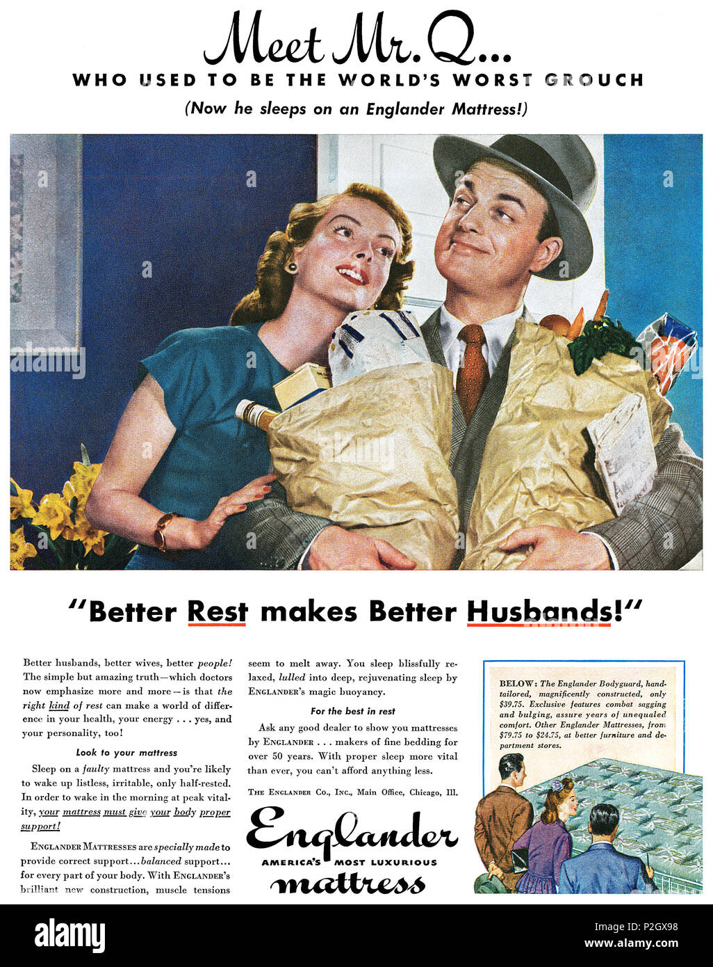 1949 Us Werbung Fur Englander Matratzen Stockfotografie Alamy